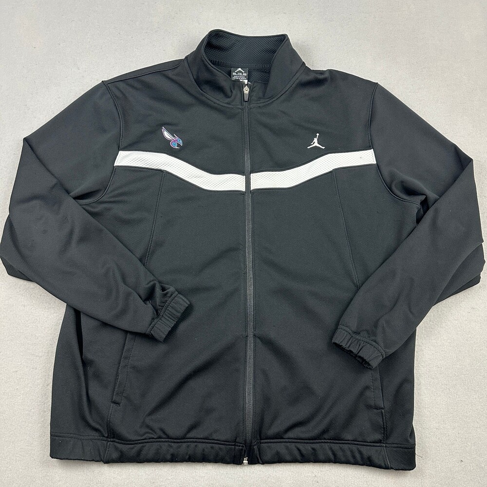 Charlotte Hornets Jacket Men 2XL Black Jordan Zip Dri Fit NBA Basketball XXL *